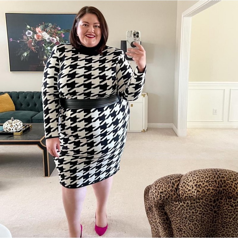 🔖 SERGIO HUDSON x Target Houndstooth Sweater Midi Dress Black White - Picture 17 of 17